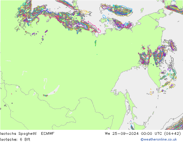 Isotachs Spaghetti ECMWF St 25.09.2024 00 UTC