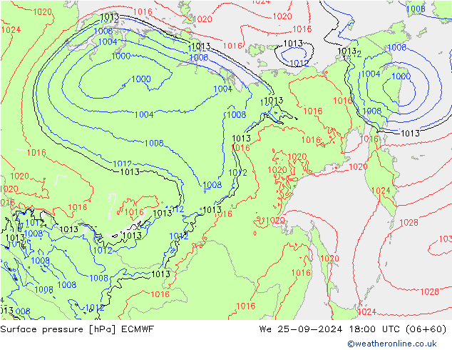 Yer basıncı ECMWF Çar 25.09.2024 18 UTC