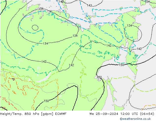 Height/Temp. 850 hPa ECMWF Mi 25.09.2024 12 UTC