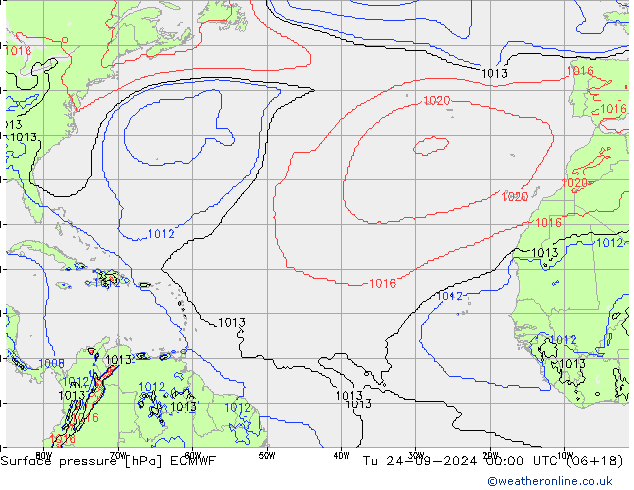 приземное давление ECMWF вт 24.09.2024 00 UTC