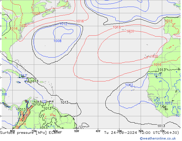 приземное давление ECMWF вт 24.09.2024 12 UTC