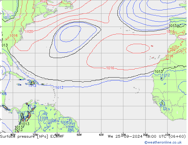 Pressione al suolo ECMWF mer 25.09.2024 18 UTC