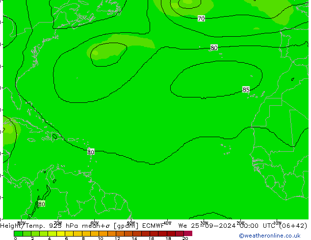 Height/Temp. 925 hPa ECMWF We 25.09.2024 00 UTC