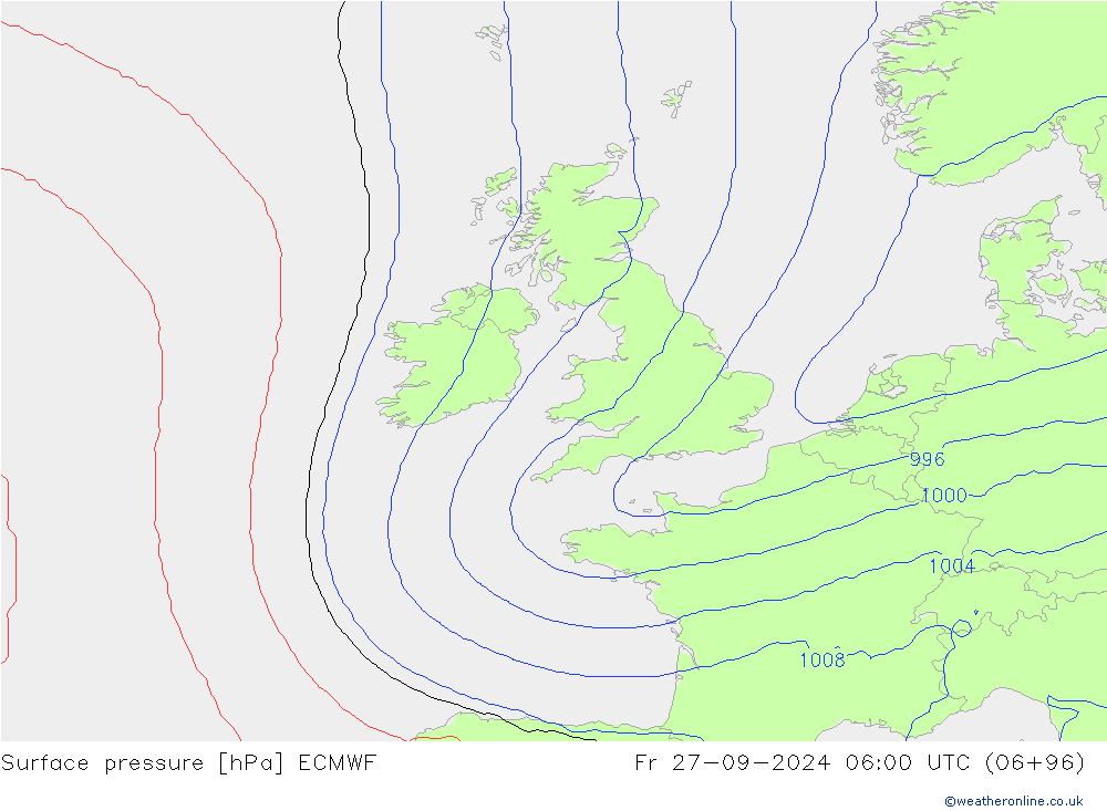 Surface pressure ECMWF Fr 27.09.2024 06 UTC