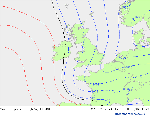 приземное давление ECMWF пт 27.09.2024 12 UTC