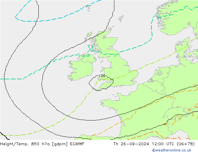 Height/Temp. 850 hPa ECMWF Th 26.09.2024 12 UTC