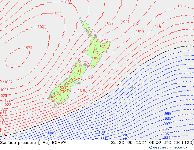 pression de l'air ECMWF sam 28.09.2024 06 UTC