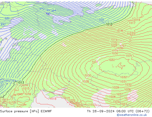 Luchtdruk (Grond) ECMWF do 26.09.2024 06 UTC