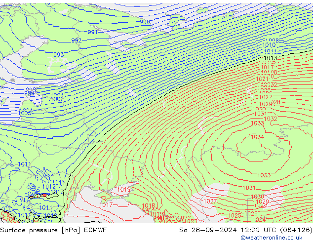 pressão do solo ECMWF Sáb 28.09.2024 12 UTC