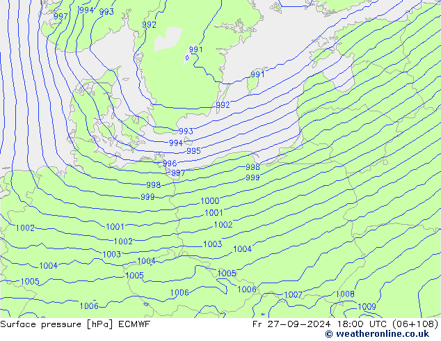 приземное давление ECMWF пт 27.09.2024 18 UTC