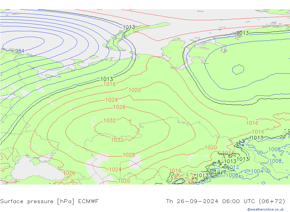 pressão do solo ECMWF Qui 26.09.2024 06 UTC