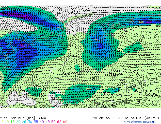  925 hPa ECMWF  25.09.2024 18 UTC