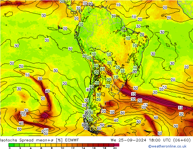 Isotachs Spread ECMWF We 25.09.2024 18 UTC