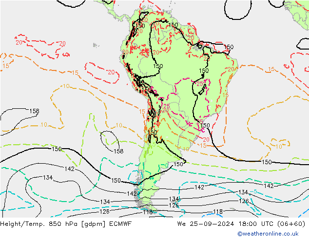 Yükseklik/Sıc. 850 hPa ECMWF Çar 25.09.2024 18 UTC