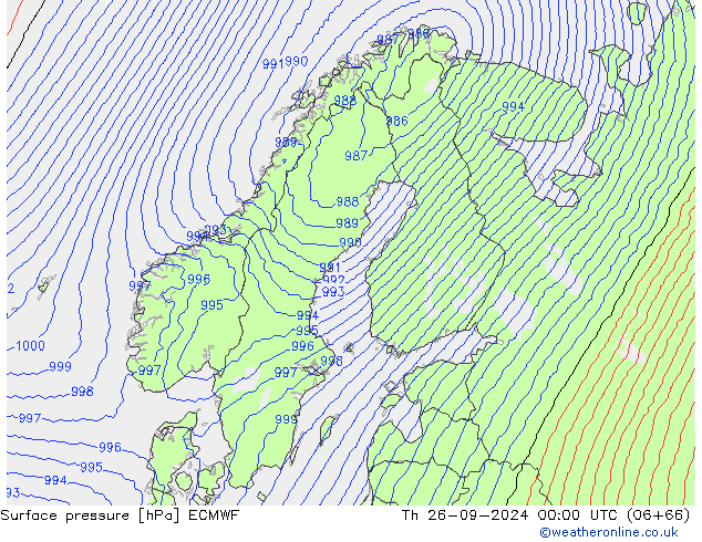 Surface pressure ECMWF Th 26.09.2024 00 UTC