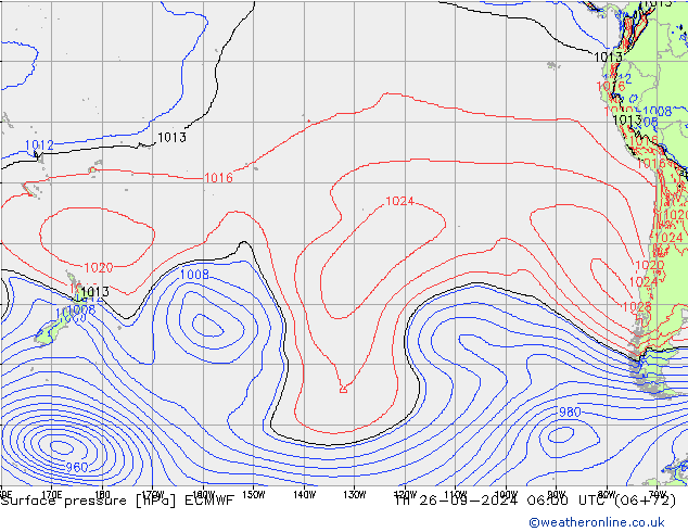 Yer basıncı ECMWF Per 26.09.2024 06 UTC