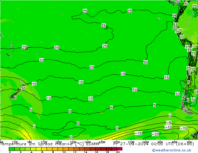 карта температуры Spread ECMWF пт 27.09.2024 00 UTC