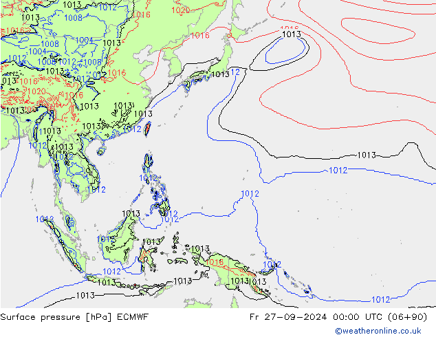 pressão do solo ECMWF Sex 27.09.2024 00 UTC