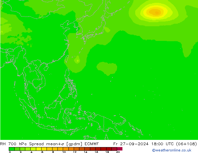 RH 700 hPa Spread ECMWF Fr 27.09.2024 18 UTC