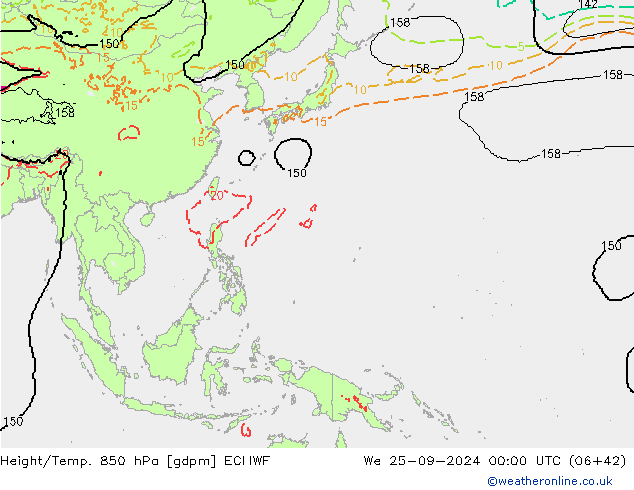 Height/Temp. 850 hPa ECMWF Qua 25.09.2024 00 UTC