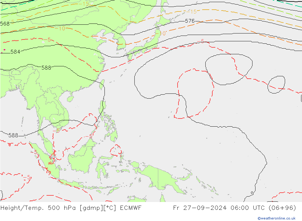 Height/Temp. 500 hPa ECMWF Pá 27.09.2024 06 UTC