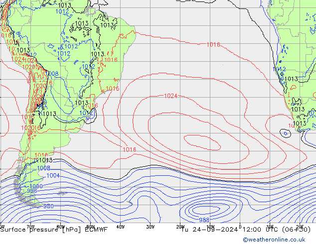 приземное давление ECMWF вт 24.09.2024 12 UTC