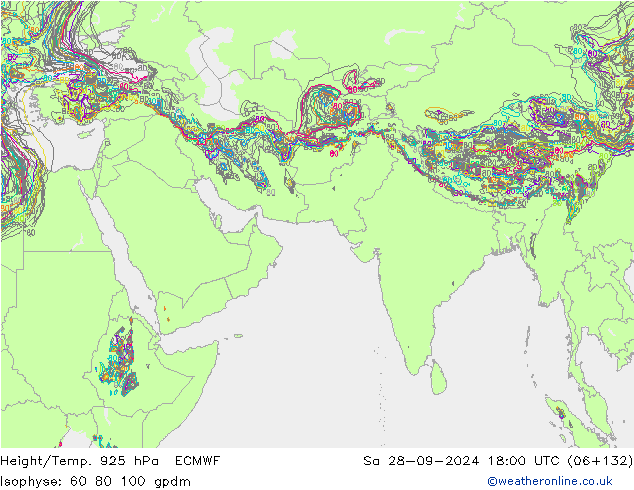 Height/Temp. 925 hPa ECMWF  28.09.2024 18 UTC