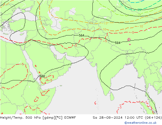 Géop./Temp. 500 hPa ECMWF sam 28.09.2024 12 UTC