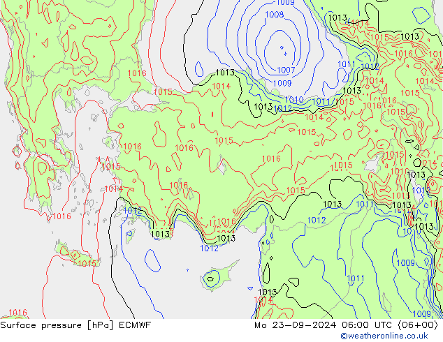 Surface pressure ECMWF Mo 23.09.2024 06 UTC