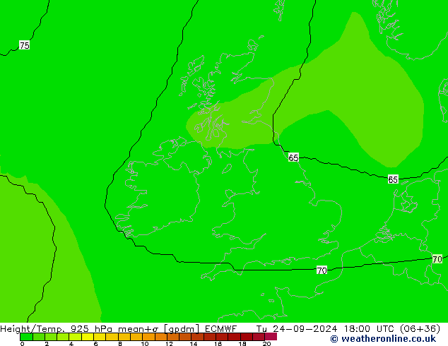 Height/Temp. 925 hPa ECMWF  24.09.2024 18 UTC