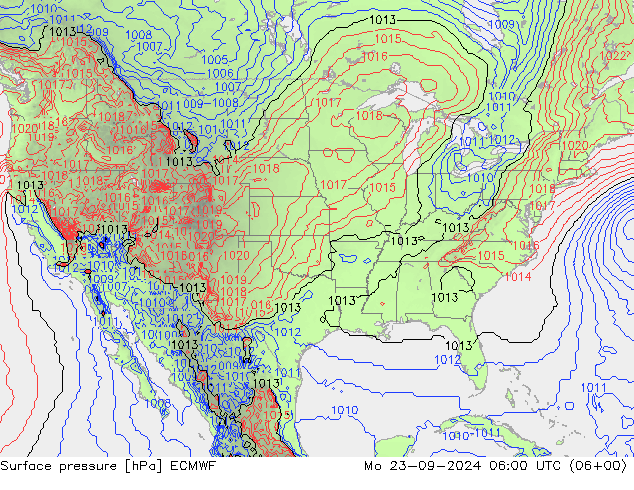 Presión superficial ECMWF lun 23.09.2024 06 UTC