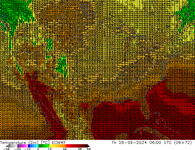 Temperatuurkaart (2m) ECMWF do 26.09.2024 06 UTC