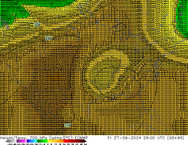 Height/Temp. 700 hPa ECMWF Fr 27.09.2024 06 UTC