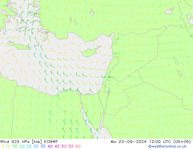 Rüzgar 925 hPa ECMWF Pzt 23.09.2024 12 UTC