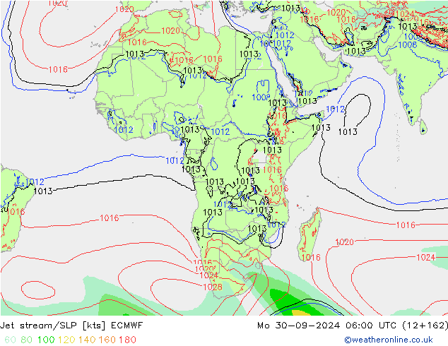 Prąd strumieniowy ECMWF pon. 30.09.2024 06 UTC