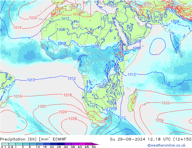 осадки (6h) ECMWF Вс 29.09.2024 18 UTC