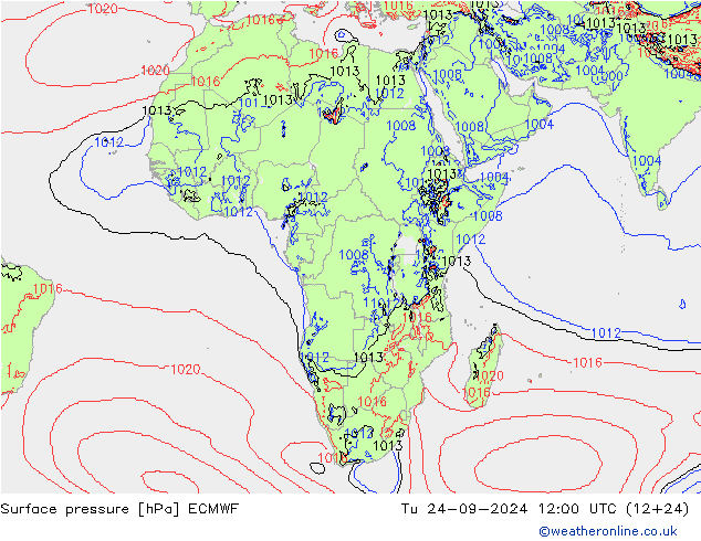 приземное давление ECMWF вт 24.09.2024 12 UTC