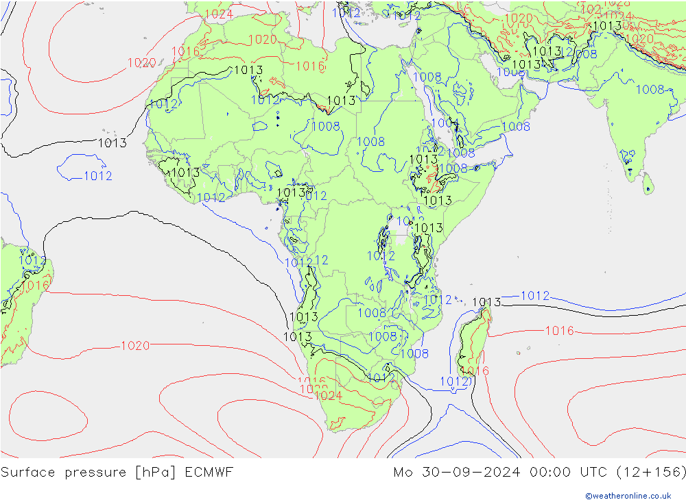 Presión superficial ECMWF lun 30.09.2024 00 UTC