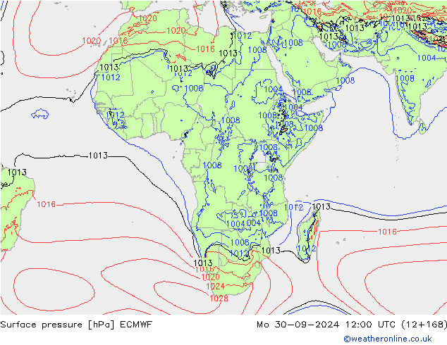 Surface pressure ECMWF Mo 30.09.2024 12 UTC