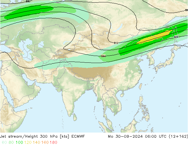 Jet stream/Height 300 hPa ECMWF Mo 30.09.2024 06 UTC