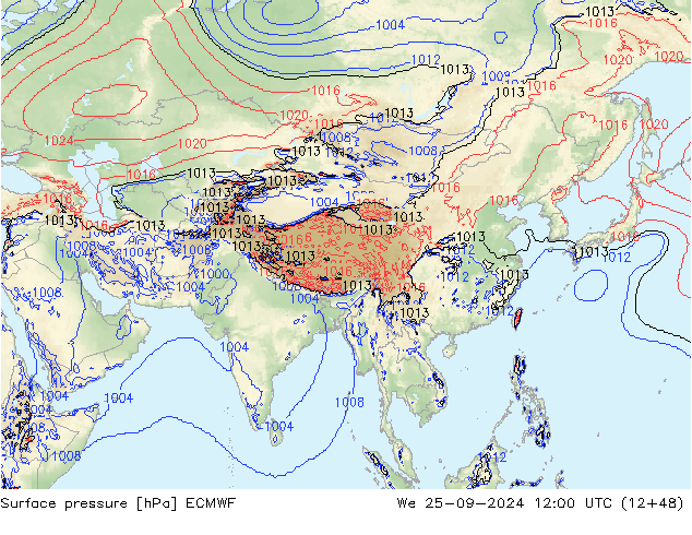 pressão do solo ECMWF Qua 25.09.2024 12 UTC