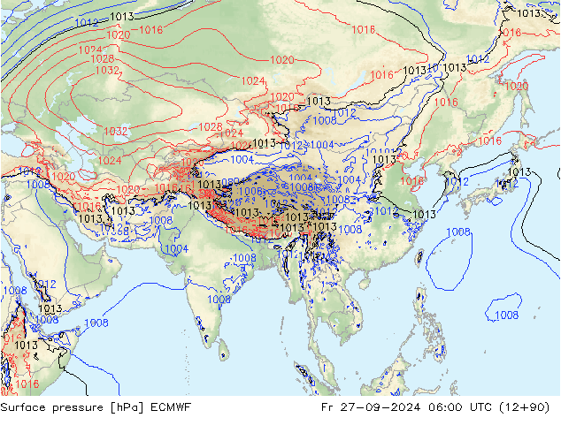 Luchtdruk (Grond) ECMWF vr 27.09.2024 06 UTC