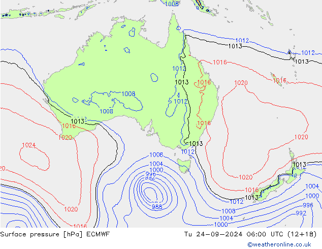 ciśnienie ECMWF wto. 24.09.2024 06 UTC