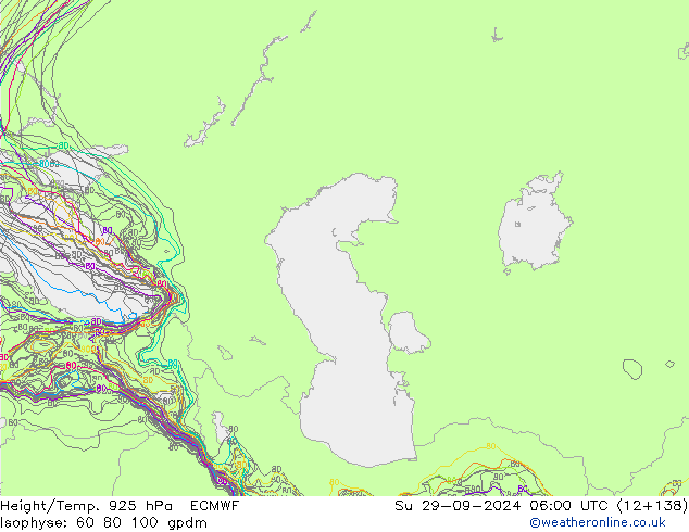 Hoogte/Temp. 925 hPa ECMWF zo 29.09.2024 06 UTC