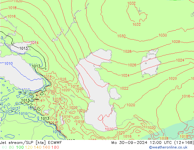 Jet stream/SLP ECMWF Po 30.09.2024 12 UTC