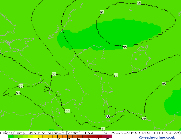 Height/Temp. 925 hPa ECMWF Su 29.09.2024 06 UTC