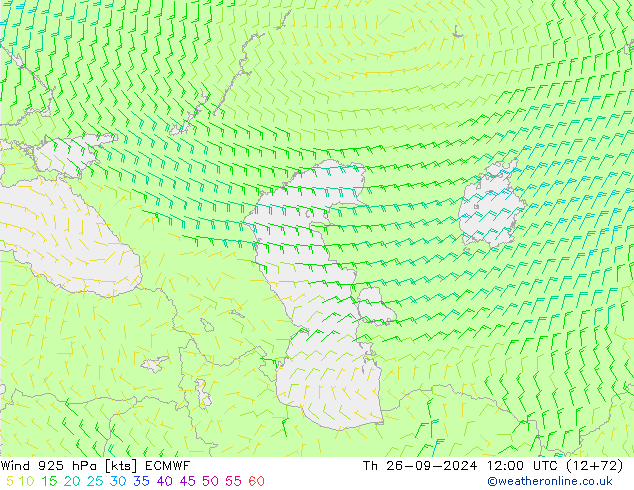 Vent 925 hPa ECMWF jeu 26.09.2024 12 UTC