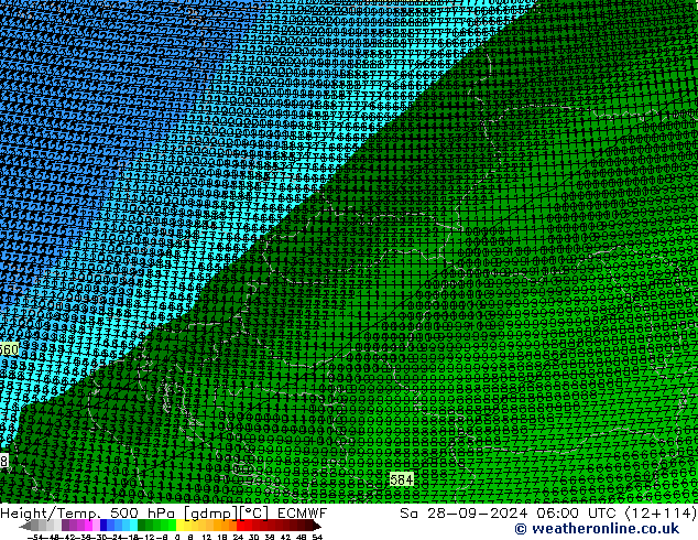 Height/Temp. 500 hPa ECMWF sab 28.09.2024 06 UTC