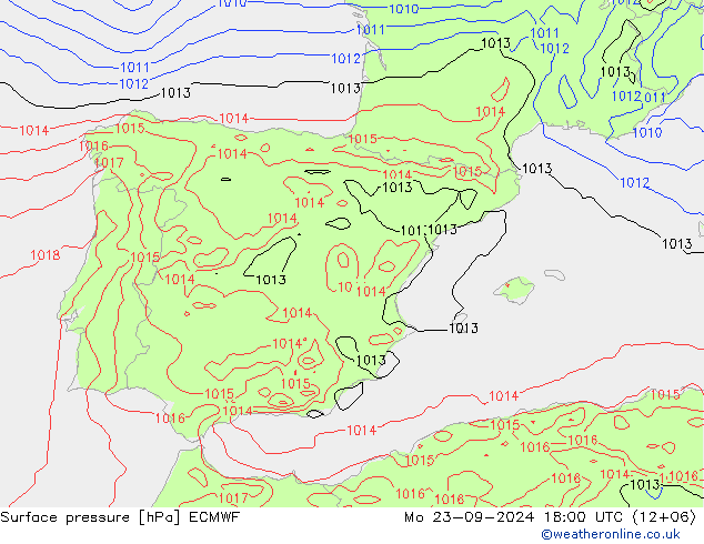 Pressione al suolo ECMWF lun 23.09.2024 18 UTC