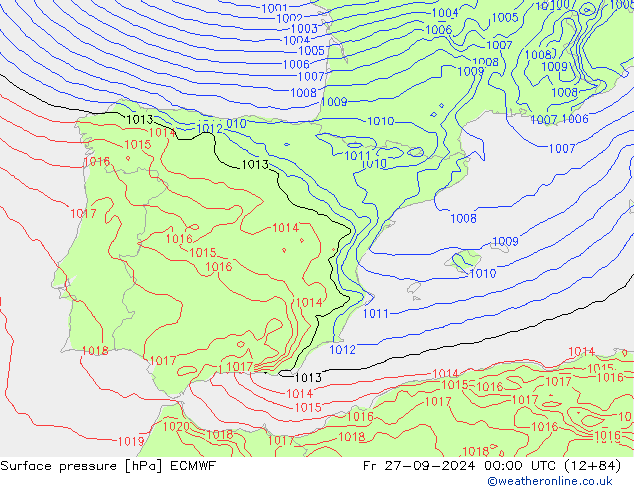 Bodendruck ECMWF Fr 27.09.2024 00 UTC